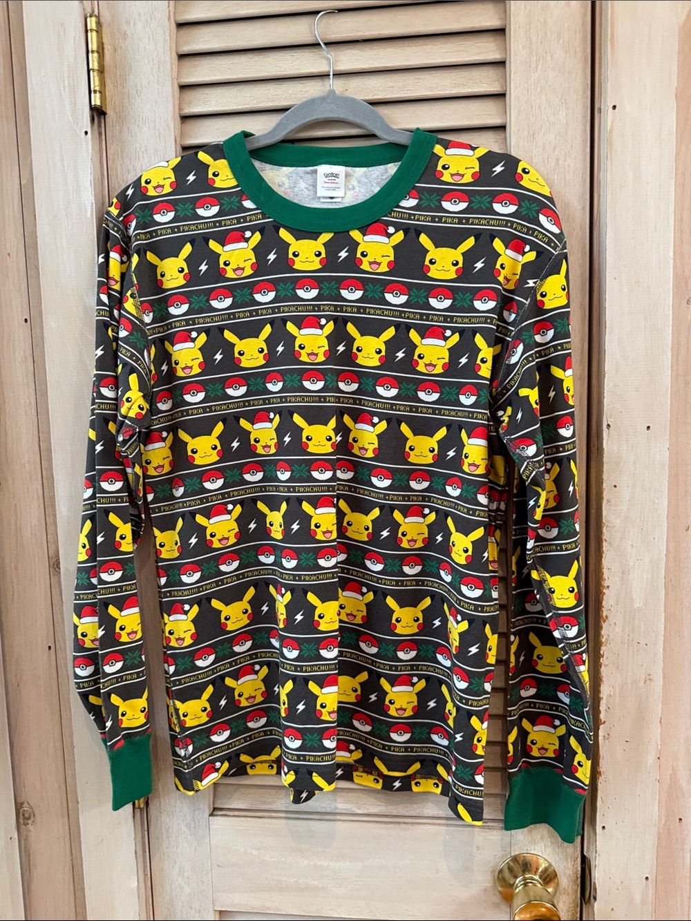 Hanna Andersson Pokemon Collection Xmas Pikachu Long Sleeve PJ Top Unisex Large
